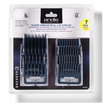 #33645 Andis Master Premium Metal Clip Comb Set 7PK