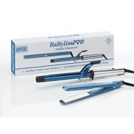 #BNTPP62 BabylissPro Nano Titanium 1" XL Curling Iron & Straightener Combo