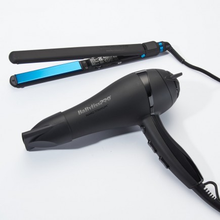 #BNTPPMB415 BabylissPro Nano Titanium Matte Black Dryer & Straightener Combo