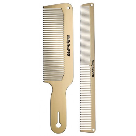 #BCOMBSET2G BabylissPro GoldFx 2pc Metal Comb Set