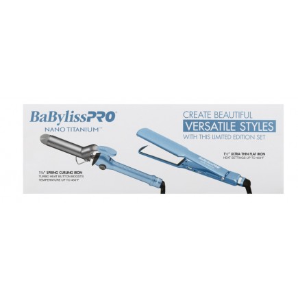 #BNTPP69 BabylissPro Nano Titanium Ultra Thin Straightener & Spring Iron Combo