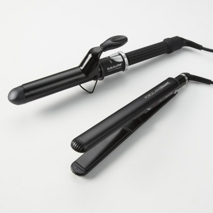 #BPCPP6UC BabylissPro Porcelain Ceramic Flat Iron & Curling Iron Combo