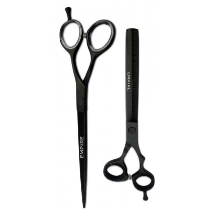 #EMP1210/1301 Empire 7" Black Barber Shear Combo