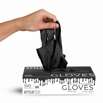 Styletek Black Powder Free Vinyl Gloves